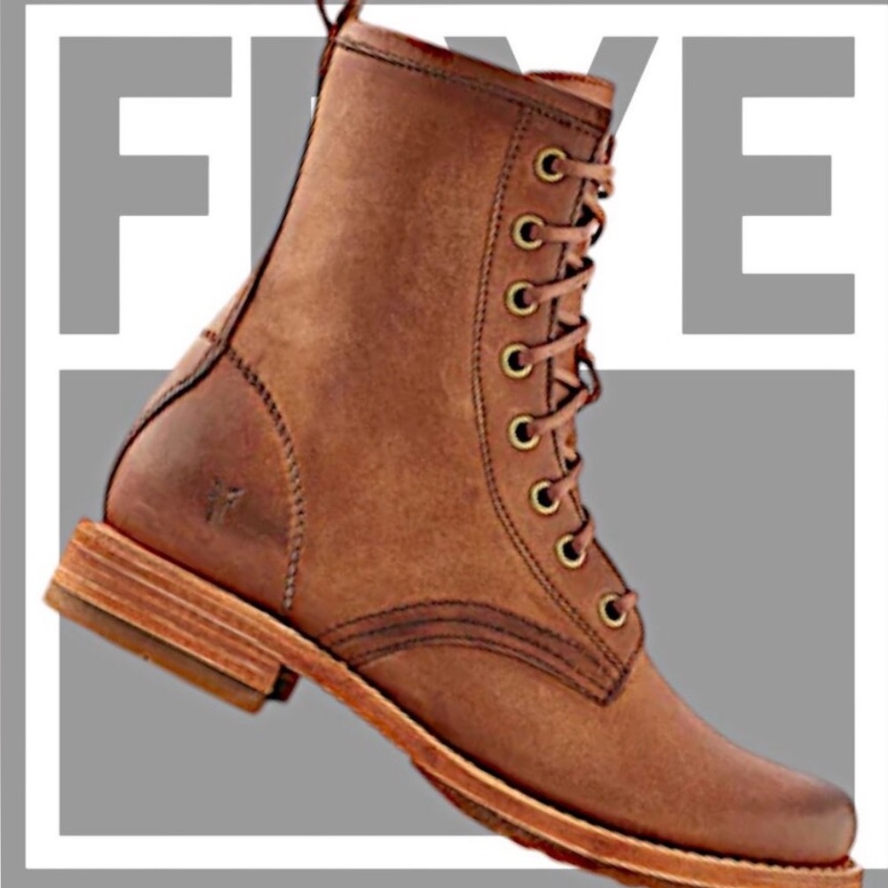 Frye Redwood Brown Veronica Combat & Moto Boots NEW, size 6
